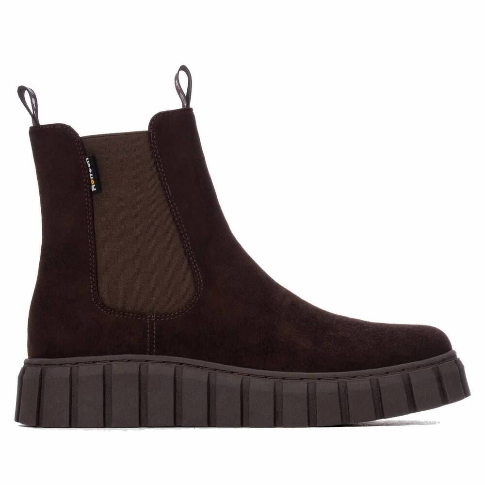 NEW REFRESH women's chelsea suede ankle booties in brown